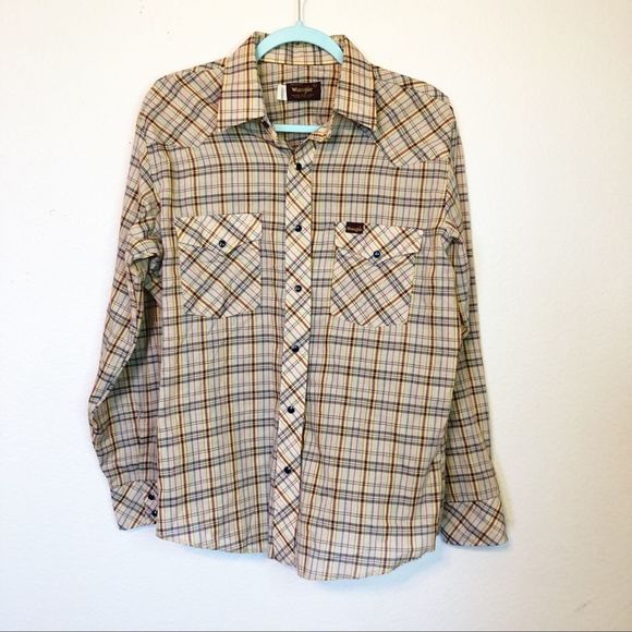 Wrangler Tops - Vintage Wrangler Country Plaid Button Up Shirt